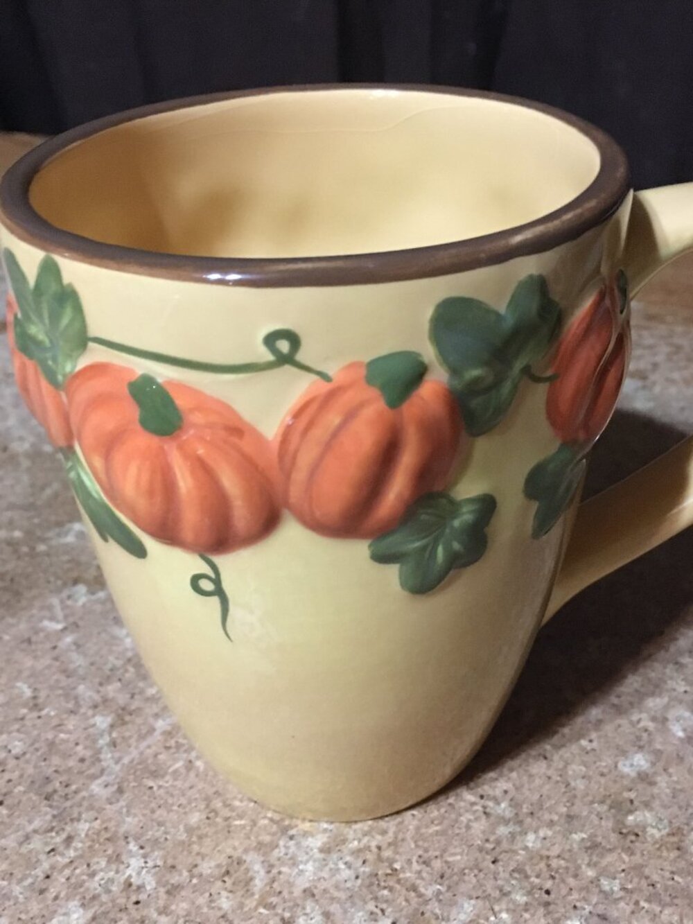 EMBOSSED 3D PUMPKINS HRVEST COFFEE MUG CUP FALL AUTUMN HOLIDAYS